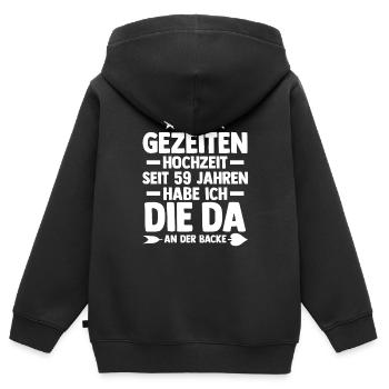 Ehe Gezeitenhochzeit 59 Jahre Verheiratet Hochzeit - Kinder Premium Organic Zip Hoodie - Schwarz - Hinten - AI Model Kid Male (0cm)