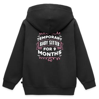 Baby-sitter temporaire pour 6 mois - Sweat Premium à capuche zippé enfant bio - noir - Dos - AI Model Kid Male (0cm)