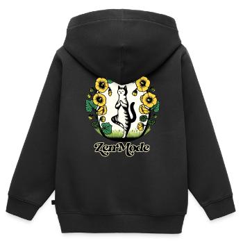Zen Mode Kitty Cat - Kids Premium Organic Zip-up Hoodie - black - Back - AI Model Kid Male (0cm)
