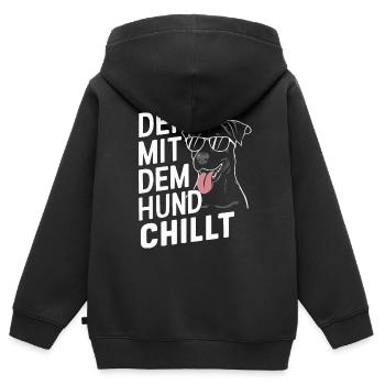 Hund Hunde Haustier Lustige Sprüche - Kinder Premium Organic Zip Hoodie - Schwarz - Hinten - AI Model Kid Male (0cm)