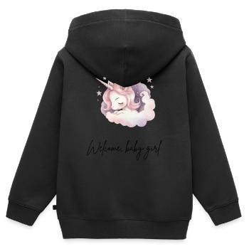 Willkommen, Baby Girl - Kinder Premium Organic Zip Hoodie - Schwarz - Hinten - AI Model Kid Male (0cm)