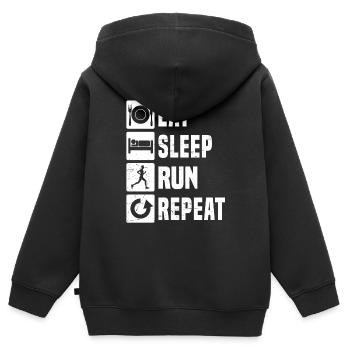 Jogging Homme Jogging Fitness Femme Jogging - Sweat Premium à capuche zippé enfant bio - noir - Dos - AI Model Kid Male (0cm)