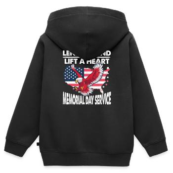 Lend A Hand Lift A Heart Memorial Day Service - Kids Premium Organic Zip-up Hoodie - black - Back - AI Model Kid Male (0cm)