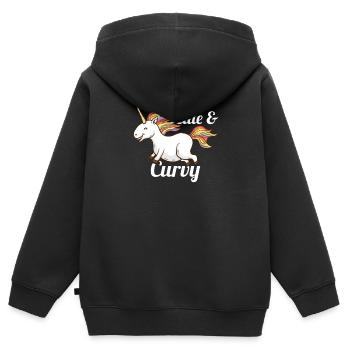 Cute & Curvy Unicorn T-Shirt - Funny Chubby Girl - Kids Premium Organic Zip-up Hoodie - black - Back - AI Model Kid Male (0cm)