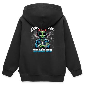 Don`t Panic Trust Me Alien - Kinder Premium Organic Zip Hoodie - Schwarz - Hinten - AI Model Kid Male (0cm)