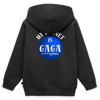 Ma planète est Gaga Ball Dodgeball Hexagon Pit - Sweat Premium à capuche zippé enfant bio - noir - Dos - AI Model Kid Male (0cm)