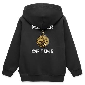HORLOGER MASTER OF TIME MONTRE VINTAGE - Sweat Premium à capuche zippé enfant bio - noir - Dos - AI Model Kid Male (0cm)