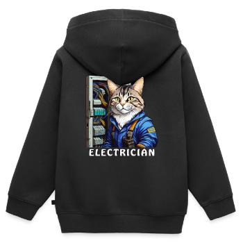 ELEKTRIKER KATZE THE BEST ELECTRICIAN - Kinder Premium Organic Zip Hoodie - Schwarz - Hinten - AI Model Kid Male (0cm)