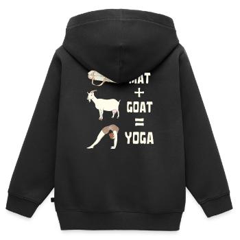 MAT + GOAT Means YOGA BAAA-MASTE GOATS YOGA - Kids Premium Organic Zip-up Hoodie - black - Back - AI Model Kid Male (0cm)