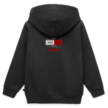 Pionnier intrépide : Preneur de risques - Sweat Premium à capuche zippé enfant bio - noir - Dos - AI Model Kid Male (0cm)