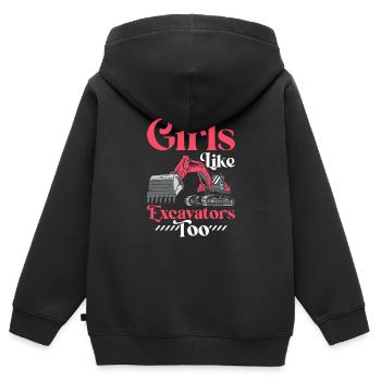 Girls Like Excavators Too Operator Heavy Equipment - Kinder Premium Organic Zip Hoodie - Schwarz - Hinten - AI Model Kid Male (0cm)