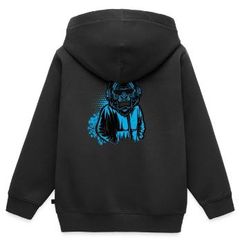 DJ Monkey Music Party Fun Lunettes De Soleil Monkey Headph - Sweat Premium à capuche zippé enfant bio - noir - Dos - AI Model Kid Male (0cm)
