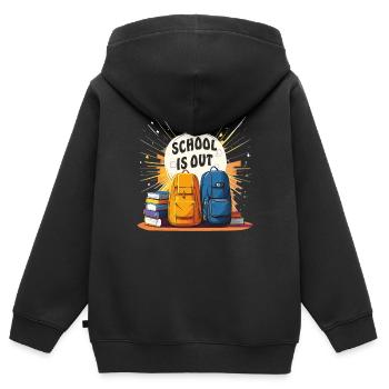 SCHULE IST AUS - Kinder Premium Organic Zip Hoodie - Schwarz - Hinten - AI Model Kid Male (0cm)