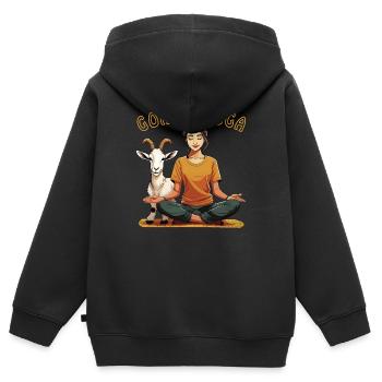 YOGA GOAT YOGA - Kinder Premium Organic Zip Hoodie - Schwarz - Hinten - AI Model Kid Male (0cm)