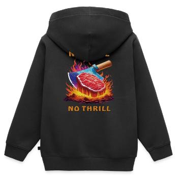 STEAK NO GRILL NO THRILL - Kinder Premium Organic Zip Hoodie - Schwarz - Hinten - AI Model Kid Male (0cm)