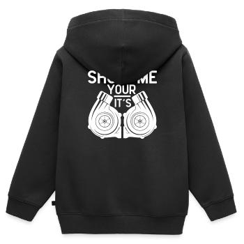 Funny Show Me Your's Twin Turbo Car Racing - Kinder Premium Organic Zip Hoodie - Schwarz - Hinten - AI Model Kid Male (0cm)