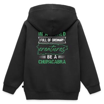 Dans un monde rempli de créatures ordinaires, soyez un - Sweat Premium à capuche zippé enfant bio - noir - Dos - AI Model Kid Male (0cm)