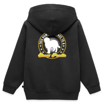 Ich gehöre meinem Schafpudel Altdeutscher Hütehund - Kinder Premium Organic Zip Hoodie - Schwarz - Hinten - AI Model Kid Male (0cm)