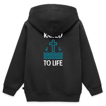 Le baptême chrétien vivifie les croyants - Sweat Premium à capuche zippé enfant bio - noir - Dos - AI Model Kid Male (0cm)