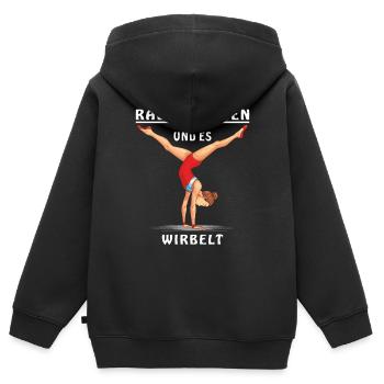 ROUES ET IL TOURBILLONNE - Sweat Premium à capuche zippé enfant bio - noir - Dos - AI Model Kid Male (0cm)