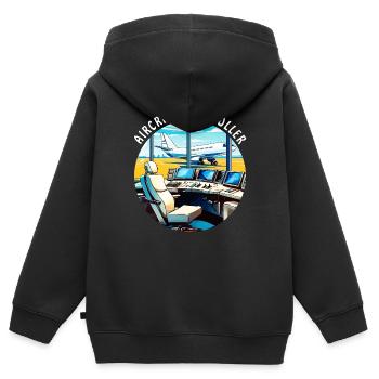 AIRCRAFT CONTROLLER - Kids Premium Organic Zip-up Hoodie - black - Back - AI Model Kid Male (0cm)