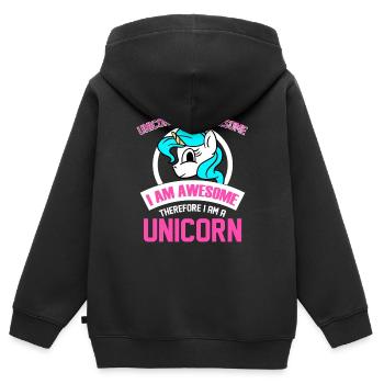 Les licornes sont géniales Je suis génial Je suis génial Je suis licorne amusant - Sweat Premium à capuche zippé enfant bio - noir - Dos - AI Model Kid Male (0cm)