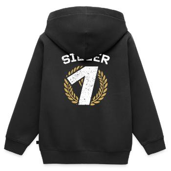 Turnier Sieger Gewinner Erster Platz Geschenk - Kinder Premium Organic Zip Hoodie - Schwarz - Hinten - AI Model Kid Male (0cm)