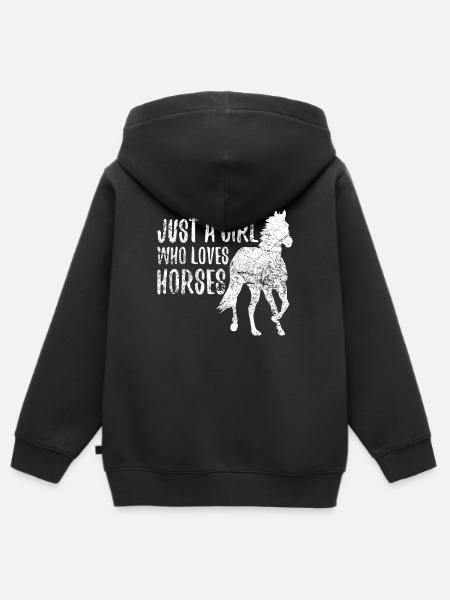 Pferdefan-Pferderennen-Reitdesign - Kinder Premium Organic Zip Hoodie - Schwarz