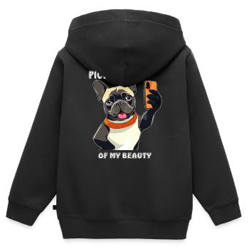 HUND SMARTPHONE PICTURE OF MY BEAUTY - Kinder Premium Organic Zip Hoodie - Schwarz - Hinten - AI Model Kid Male (0cm)