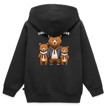 BÄREN SINGLE PARENTING BEAR - Kinder Premium Organic Zip Hoodie - Schwarz - Hinten - AI Model Kid Male (0cm)
