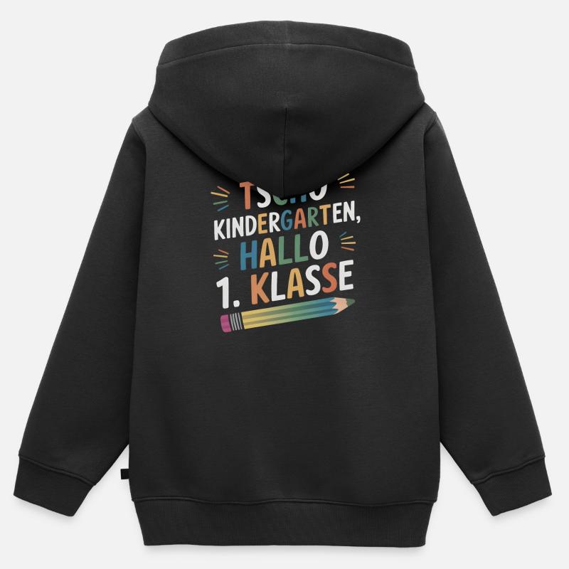 1ère classe j’arrive - Sweat Premium à capuche zippé enfant bio - noir