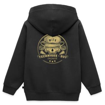 Technik - Kinder Premium Organic Zip Hoodie - Schwarz - Hinten - AI Model Kid Male (0cm)