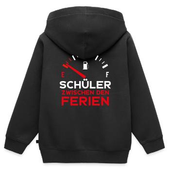 SCHULE LUSTIG SCHÜLER ZWISCHEN DEN FERIEN SCHÜLER - Kinder Premium Organic Zip Hoodie - Schwarz - Hinten - AI Model Kid Male (0cm)