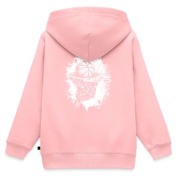 Dunking Basketteur Joueur de basket-ball d’équipe - Sweat Premium à capuche zippé enfant bio - rose - Dos - AI Model Kid Female (0cm)