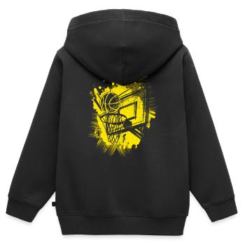 Dunking Basket-ball Joueur Layup Cadeau Se prélasser - Sweat Premium à capuche zippé enfant bio - noir - Dos - AI Model Kid Male (0cm)