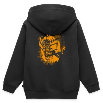 Dunking Joueur de basket-ball Layup Basketballeri - Sweat Premium à capuche zippé enfant bio - noir - Dos - AI Model Kid Male (0cm)