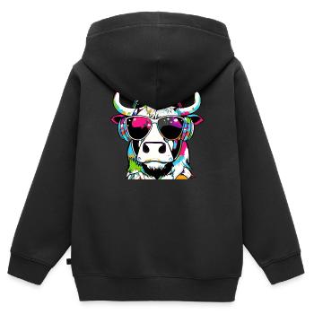 VACHE - Sweat Premium à capuche zippé enfant bio - noir - Dos - AI Model Kid Male (0cm)