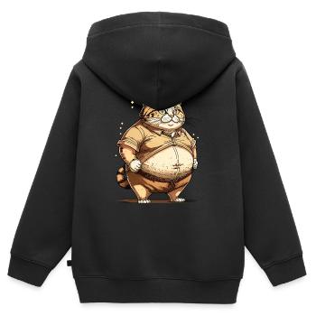 KATZE DICK - Kinder Premium Organic Zip Hoodie - Schwarz - Hinten - AI Model Kid Male (0cm)