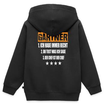 Gärtner - Kinder Premium Organic Zip Hoodie - Schwarz - Hinten - AI Model Kid Male (0cm)