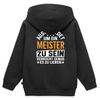 Master craftsman's examination Master craftsman craftsman - Kids Premium Organic Zip-up Hoodie - black - Back - AI Model Kid Male (0cm)