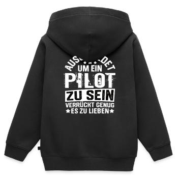 Pilot Flugzeug Piloten Fliegen Flieger Flugsport - Kinder Premium Organic Zip Hoodie - Schwarz - Hinten - AI Model Kid Male (0cm)