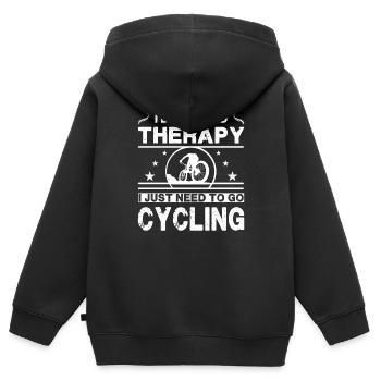 Ich brauche keine Therapie. Ich muss nur Rad fahren - Kinder Premium Organic Zip Hoodie - Schwarz - Hinten - AI Model Kid Male (0cm)