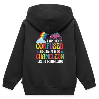 Ich Bin Verwirrter Als Ein Chamäleon - Kinder Premium Organic Zip Hoodie - Schwarz - Hinten - AI Model Kid Male (0cm)