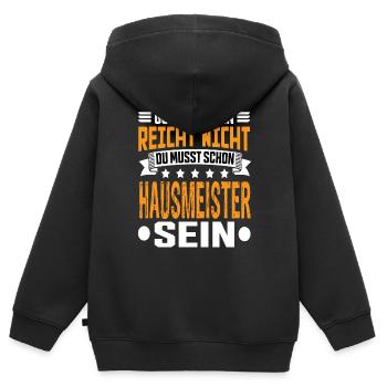 Hausmeister - Kinder Premium Organic Zip Hoodie - Schwarz - Hinten - AI Model Kid Male (0cm)