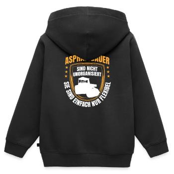 Les constructeurs d’asphalte sont flexibles Construction de routes - Sweat Premium à capuche zippé enfant bio - noir - Dos - AI Model Kid Male (0cm)