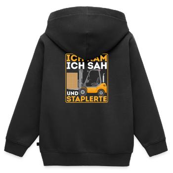 Gabelstaplerfahrer Logistik Lager - Kinder Premium Organic Zip Hoodie - Schwarz - Hinten - AI Model Kid Male (0cm)
