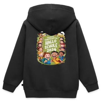 Tschüss Kindergarten Hallo Schule 2024 - Kinder Premium Organic Zip Hoodie - Schwarz - Hinten - AI Model Kid Male (0cm)