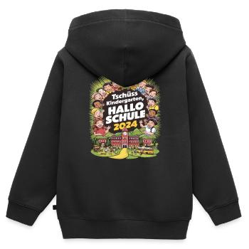 Tschüss Kindergarten Hallo Schule 2024 - Kinder Premium Organic Zip Hoodie - Schwarz - Hinten - AI Model Kid Male (0cm)
