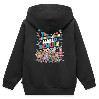 Tschüss Kindergarten Hallo Schule 2024 - Kinder Premium Organic Zip Hoodie - Schwarz - Hinten - AI Model Kid Male (0cm)