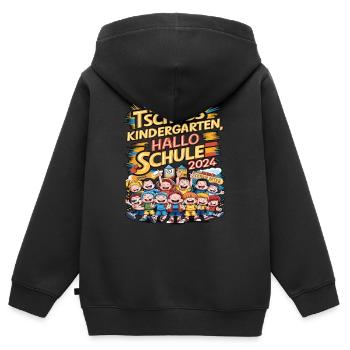 Tschüss Kindergarten Hallo Schule 2024 - Kinder Premium Organic Zip Hoodie - Schwarz - Hinten - AI Model Kid Male (0cm)